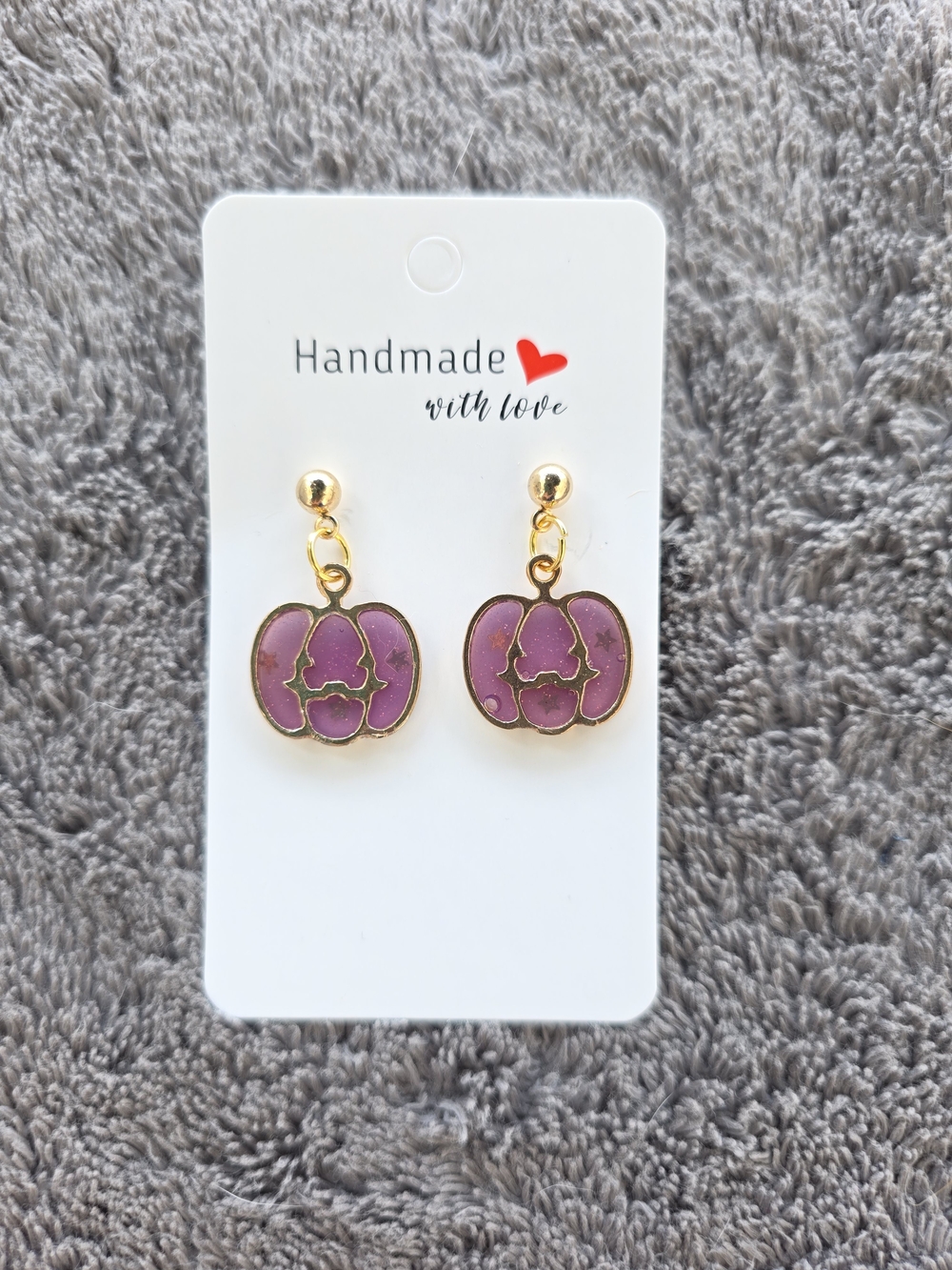 Halloween Earrings: Purple Sparkly Pumpkins
